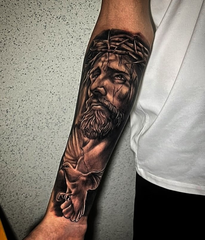 Christ and the Dove of Peace Tattoo Tattoo Design