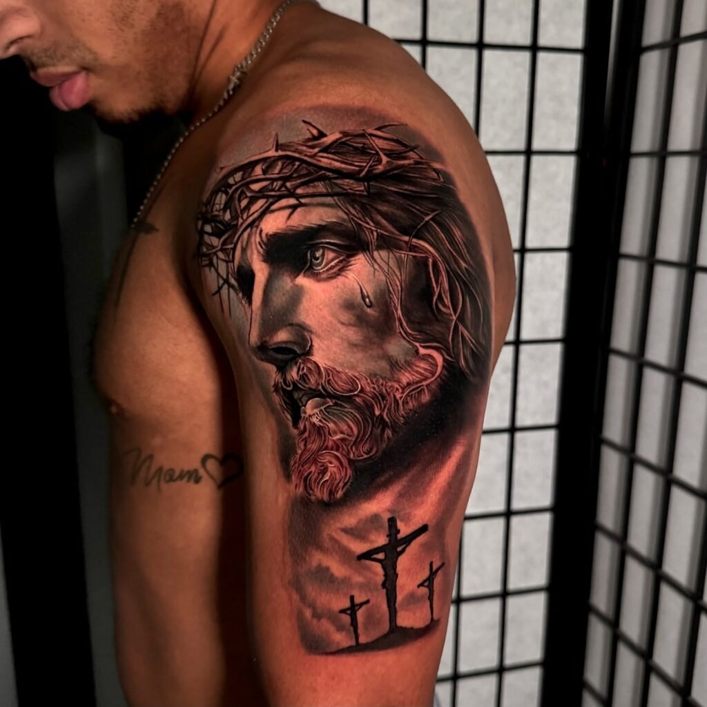 Christ’s Sorrow and Crucifixion Tattoo Tattoo Design