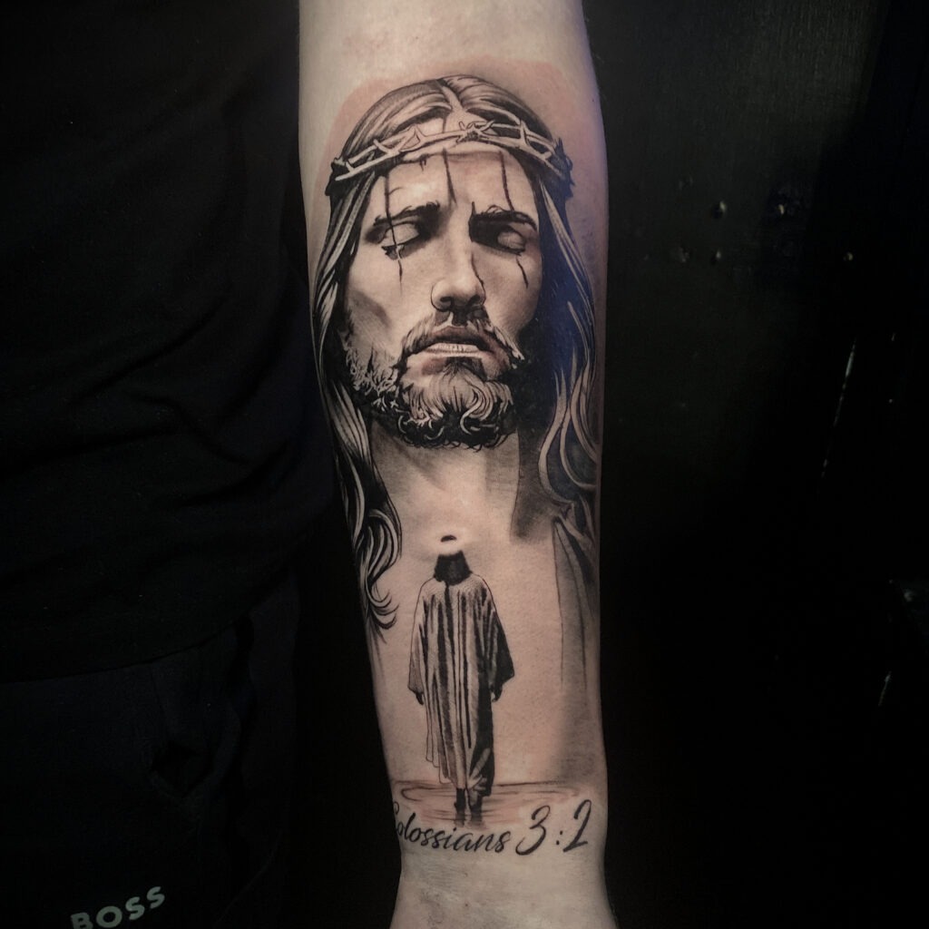 Colossians 3:2 Jesus Forearm Tattoo Tattoo Design