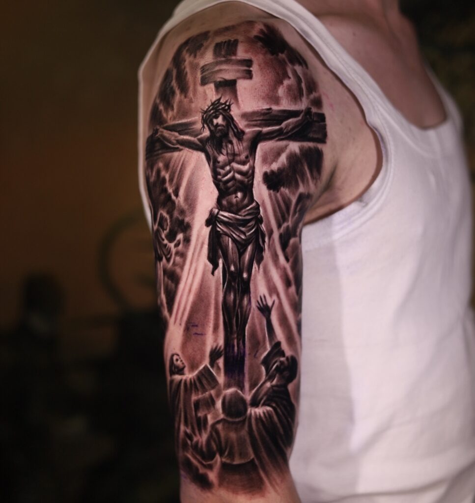 Crucifixion and Divine Light Tattoo Tattoo Design