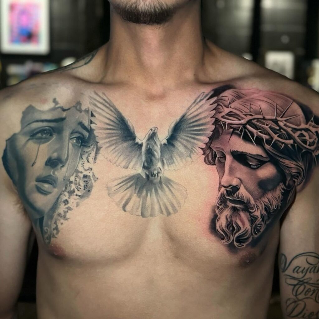 Divine Trinity Chest Tattoo Tattoo Design
