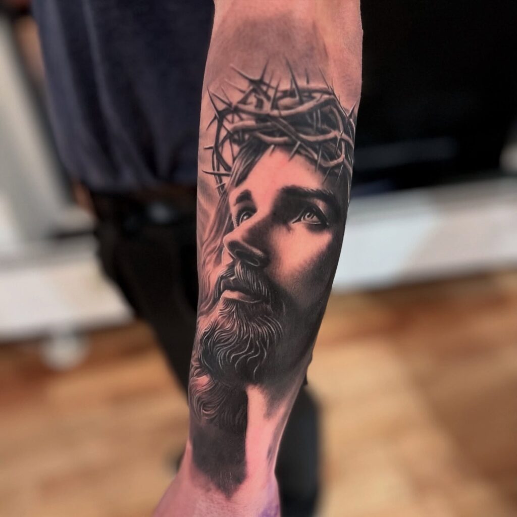 Heavenly Gaze of Christ Tattoo Tattoo Design