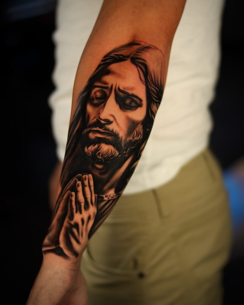 Jesus and Praying Hands Tattoo Tattoo Design