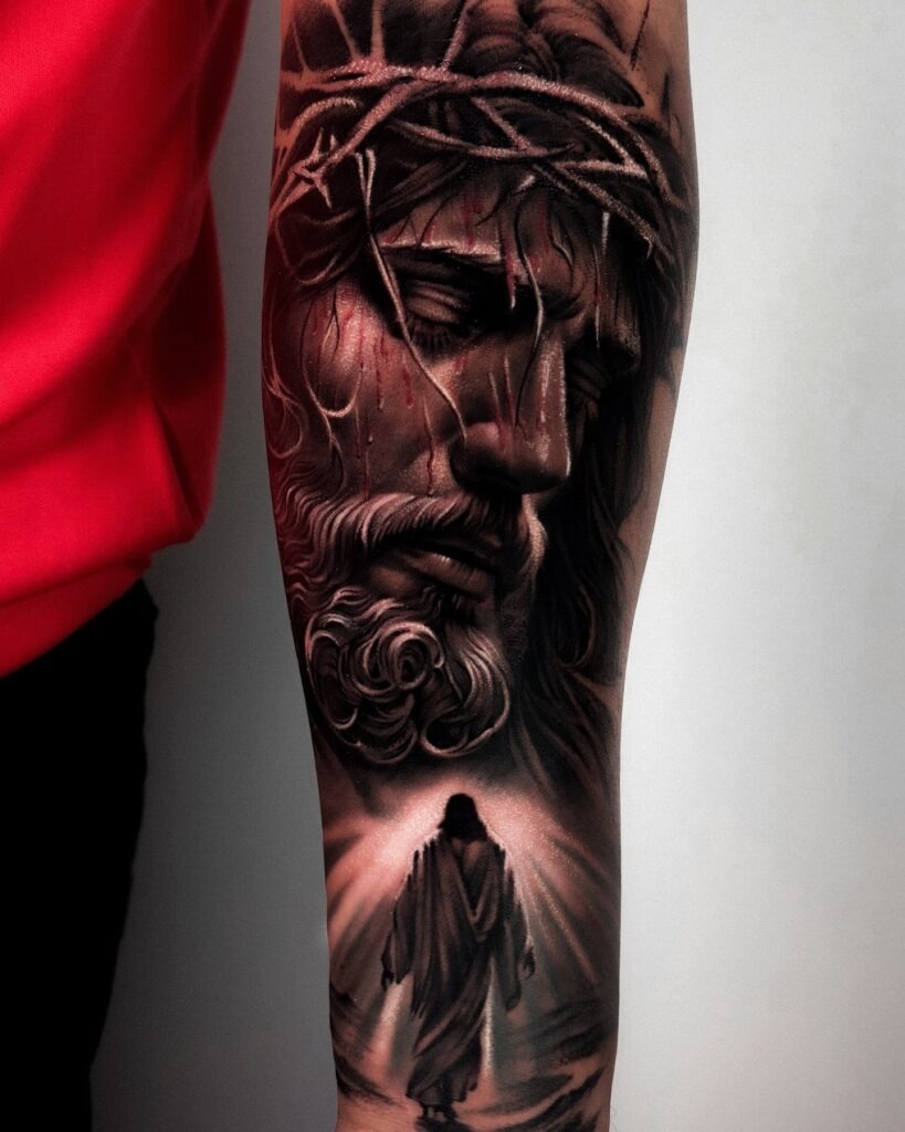 Jesus and the Path of Light Tattoo Tattoo Design
