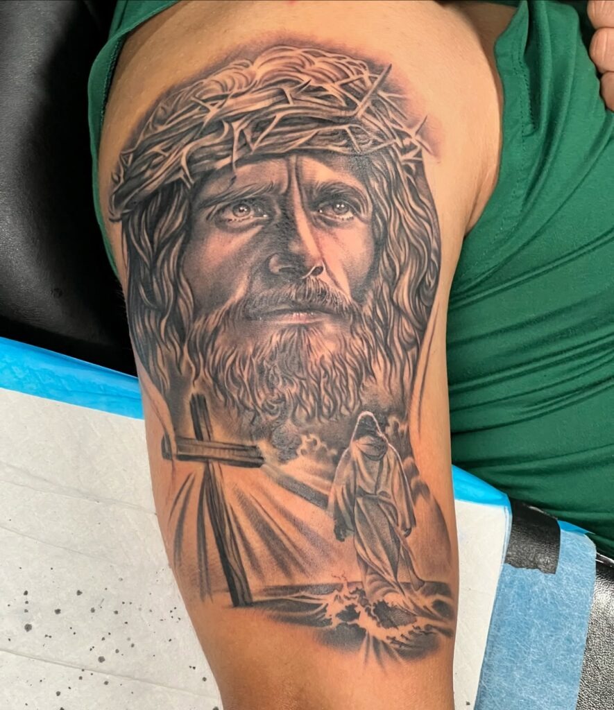 Jesus and the Path to Salvation Tattoo Tattoo Design