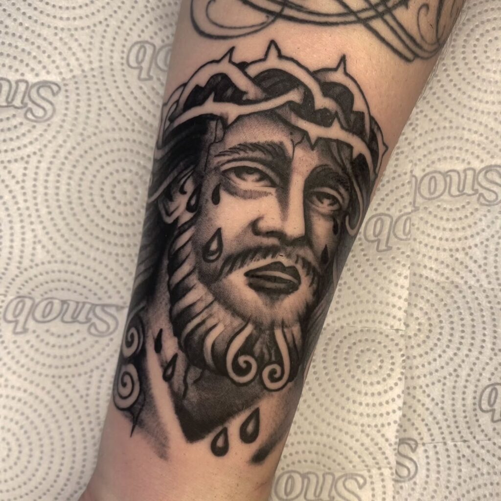 Traditional Weeping Jesus Tattoo Tattoo Design