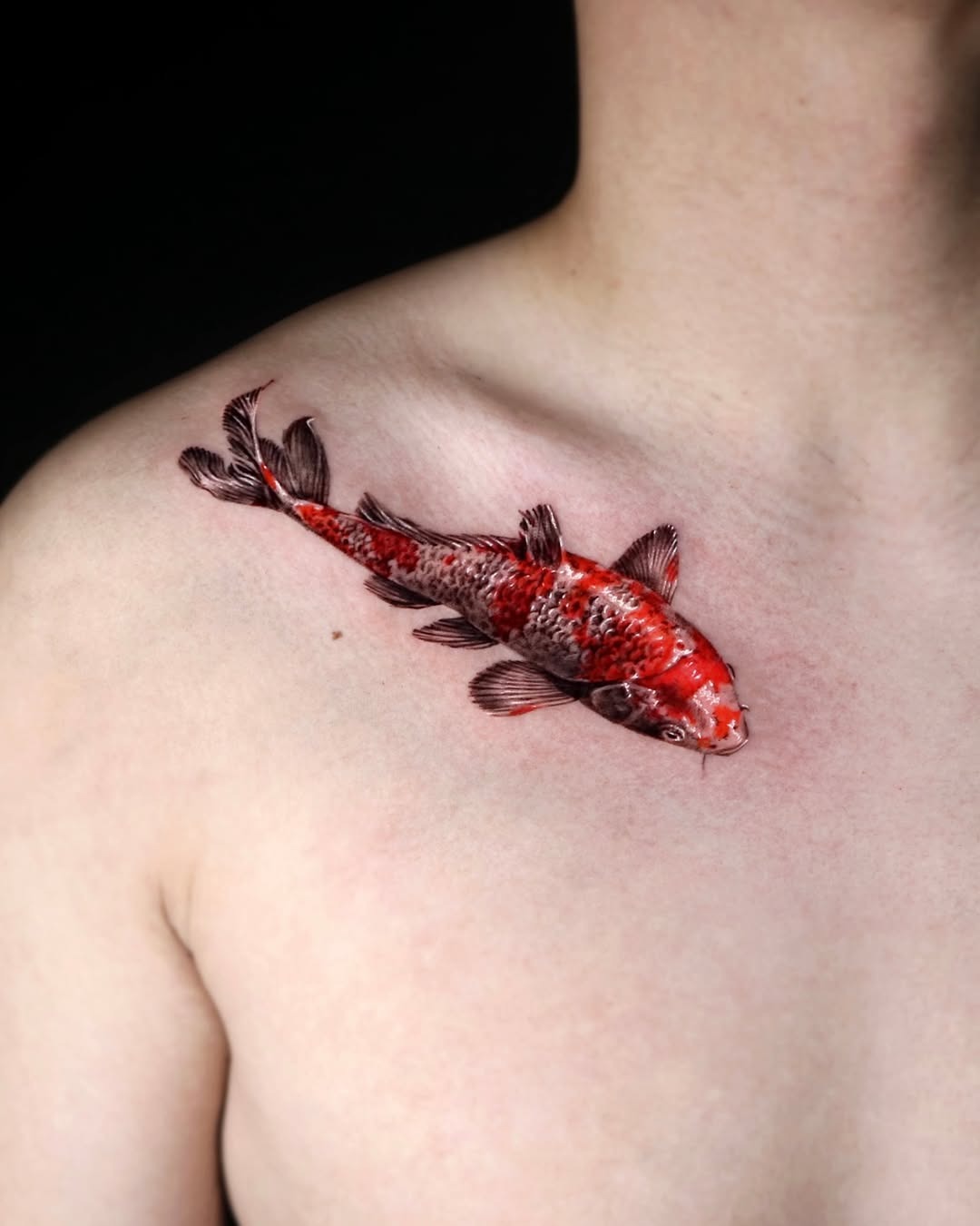 This incredible koi fish tattoo perfectly blends artistry and realism.