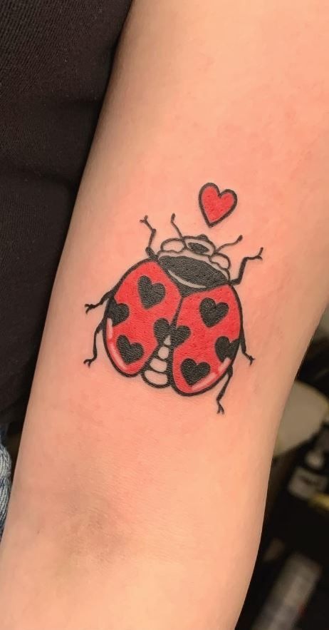 Cute Heart-Spotted Ladybug Tattoo Tattoo Design