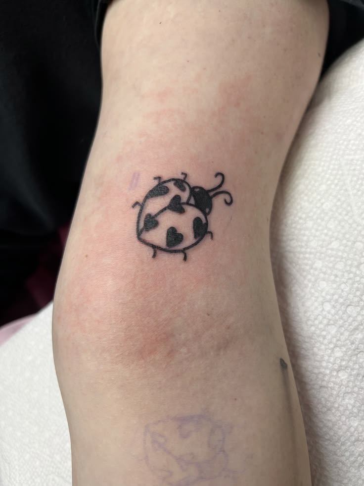 Simple Ladybug Tattoo With Heart Spots Tattoo Design