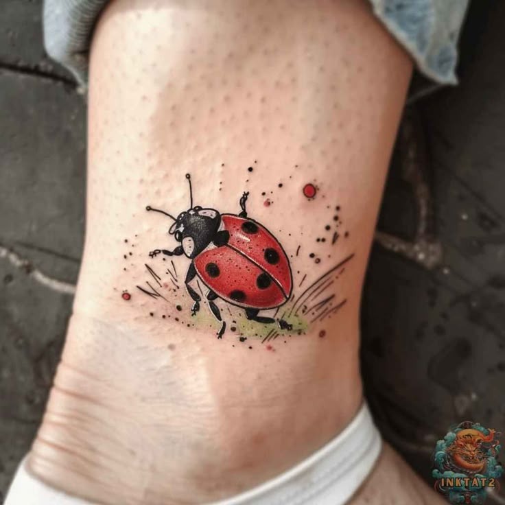Watercolor-Inspired Red Ladybug Tattoo Tattoo Design