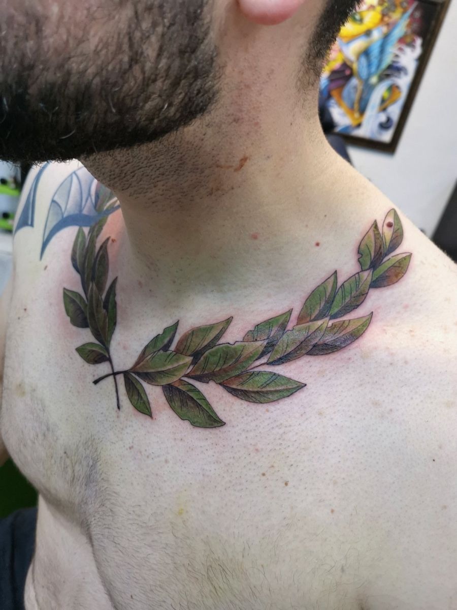 Delicate Side Arm Laurel Wreath Tattoo Design