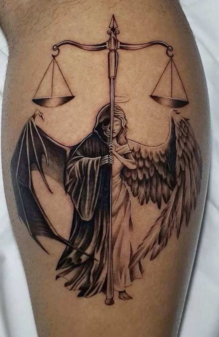 Angel & Shadow Scales Tattoo Design