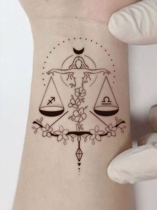 Rose-Garland Balance Tattoo Design