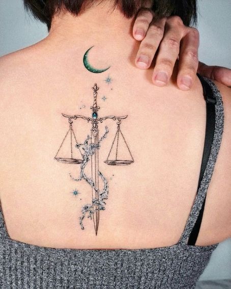Sun-Goddess Forearm with the Libra Glyph Tattoo Design