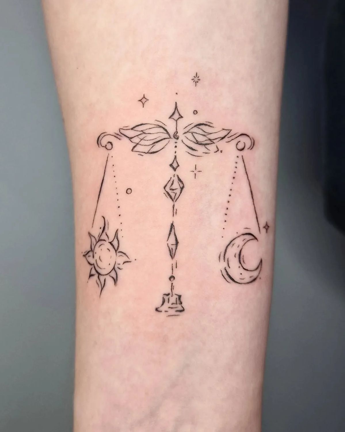 Sun & Moon Balance Bar Tattoo Design