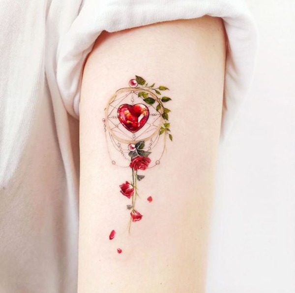 Personalized Abstract Watercolor Effect Heart Tattoo Tattoo Design