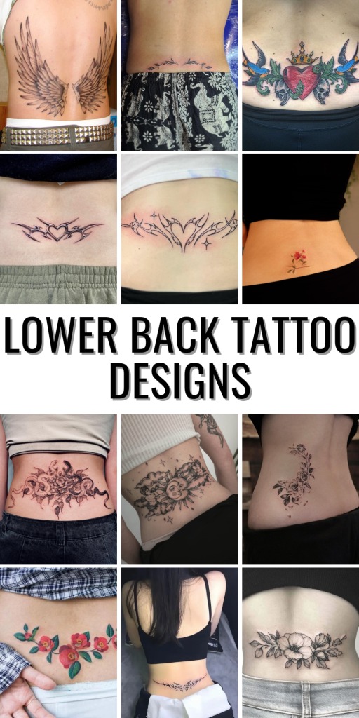 This simple tattoo features the word "AMORE" in clean black ink, positioned discreetly on the lower back.