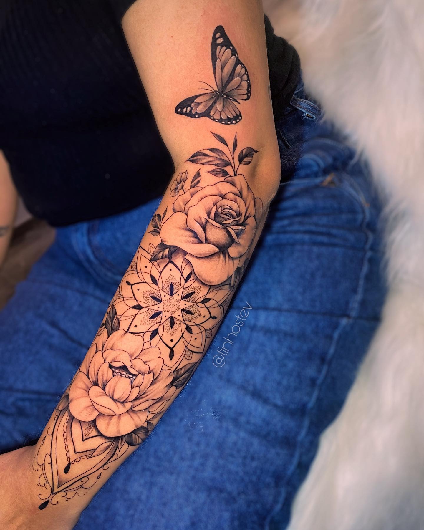 Butterfly Rose Mandala Tattoo Tattoo Design