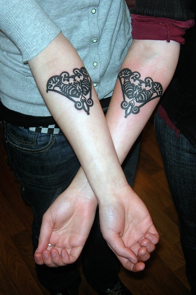 Big Heart Cutout Couple Tattoo Tattoo Design