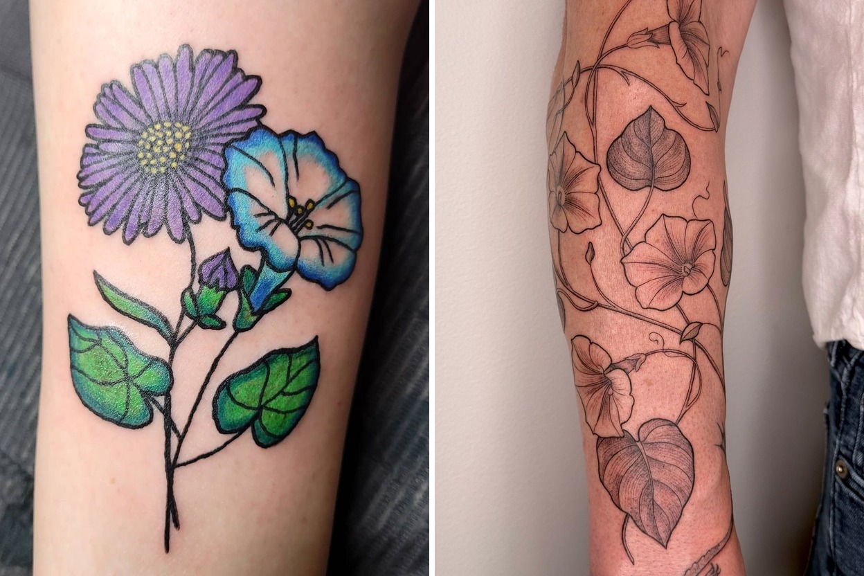 31+ Delicate Morning Glory Tattoo Ideas & Inspiration Featured Lookbook Collage
