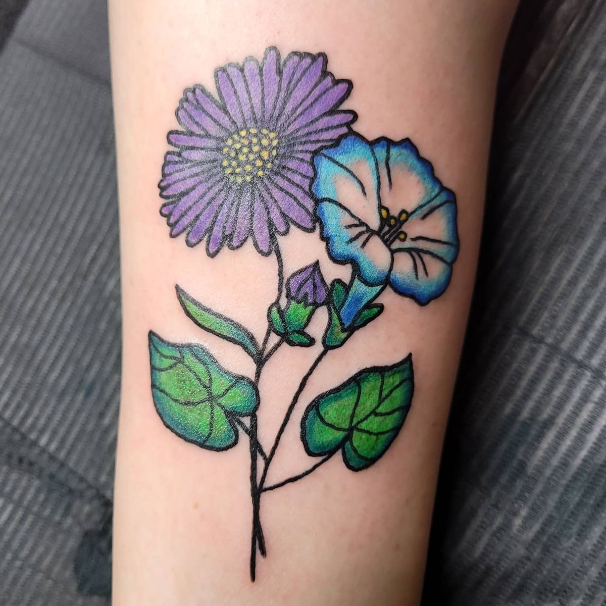 Fine-Line Morning Glory Vine on Forearm Tattoo Design