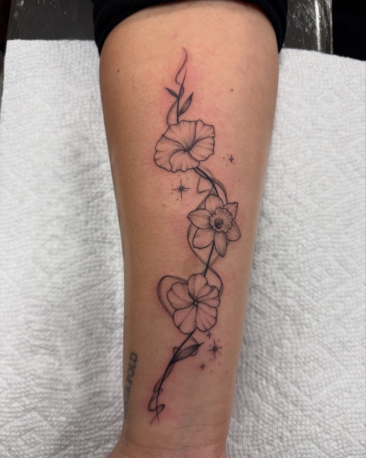 Minimal Morning Glory Micro-Outline Tattoo Design