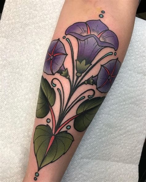 Morning Glory and Skull Cameo Tattoo Design