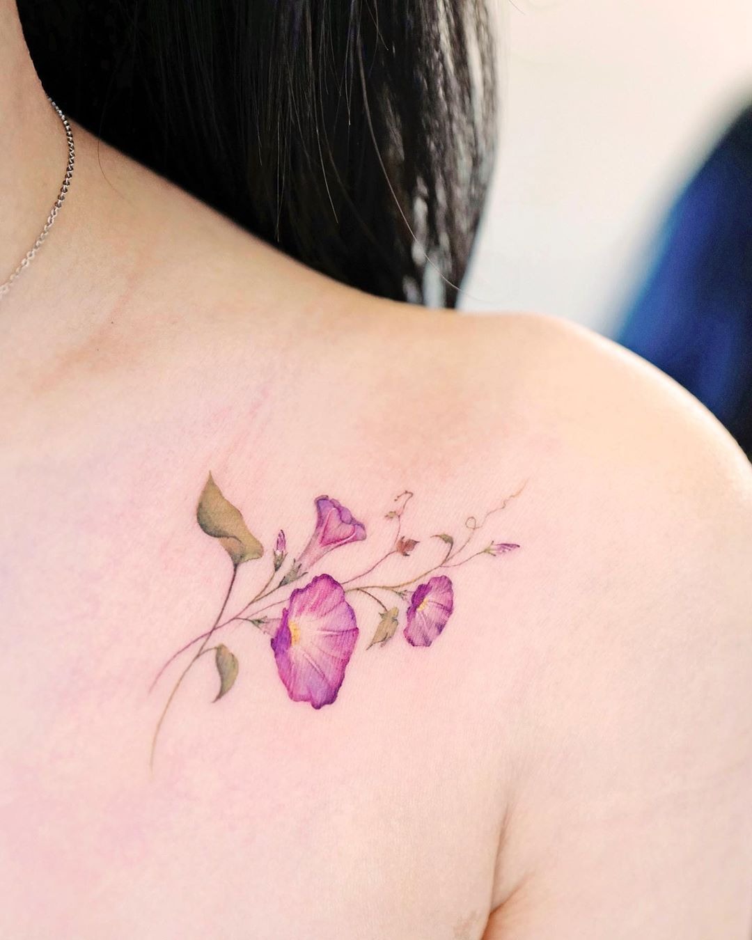 Morning Glory with Daffodil Forearm Linework Tattoo Design
