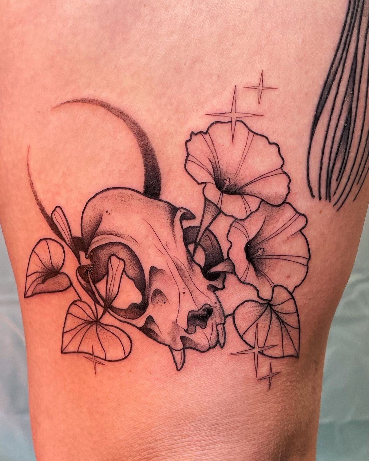 Painterly Leg Vine with Twining Tendrils Tattoo Design