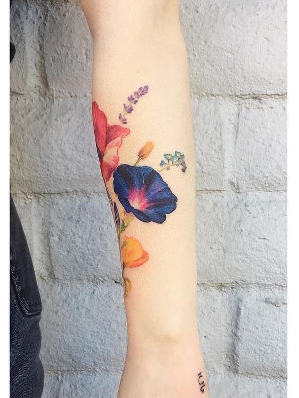 Star-Speckled Blue Mini Vine Tattoo Design
