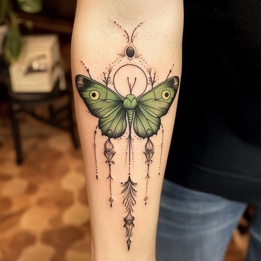 Elegant Green Luna Moth Tattoo Tattoo Design