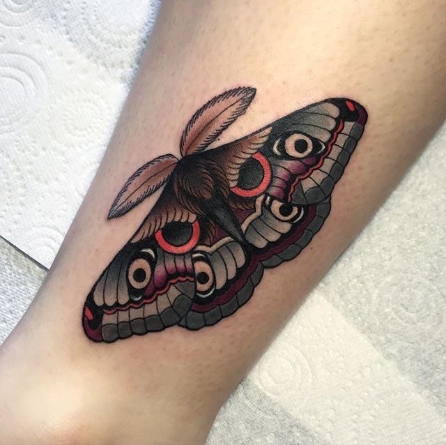Elegant Saturn Moth Tattoo Tattoo Design