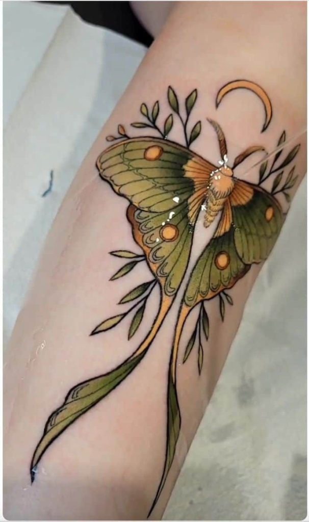 Nature-Inspired Green Luna Moth Tattoo Tattoo Design