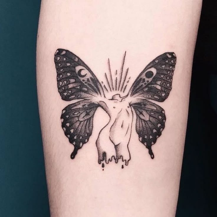 Surreal Moth-Human Hybrid Tattoo Tattoo Design