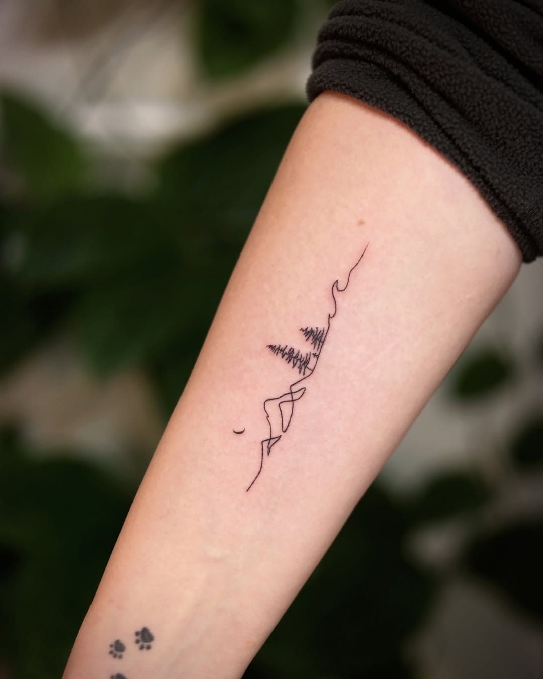 Elegant minimalist mountain line tattoo design Tattoo Design