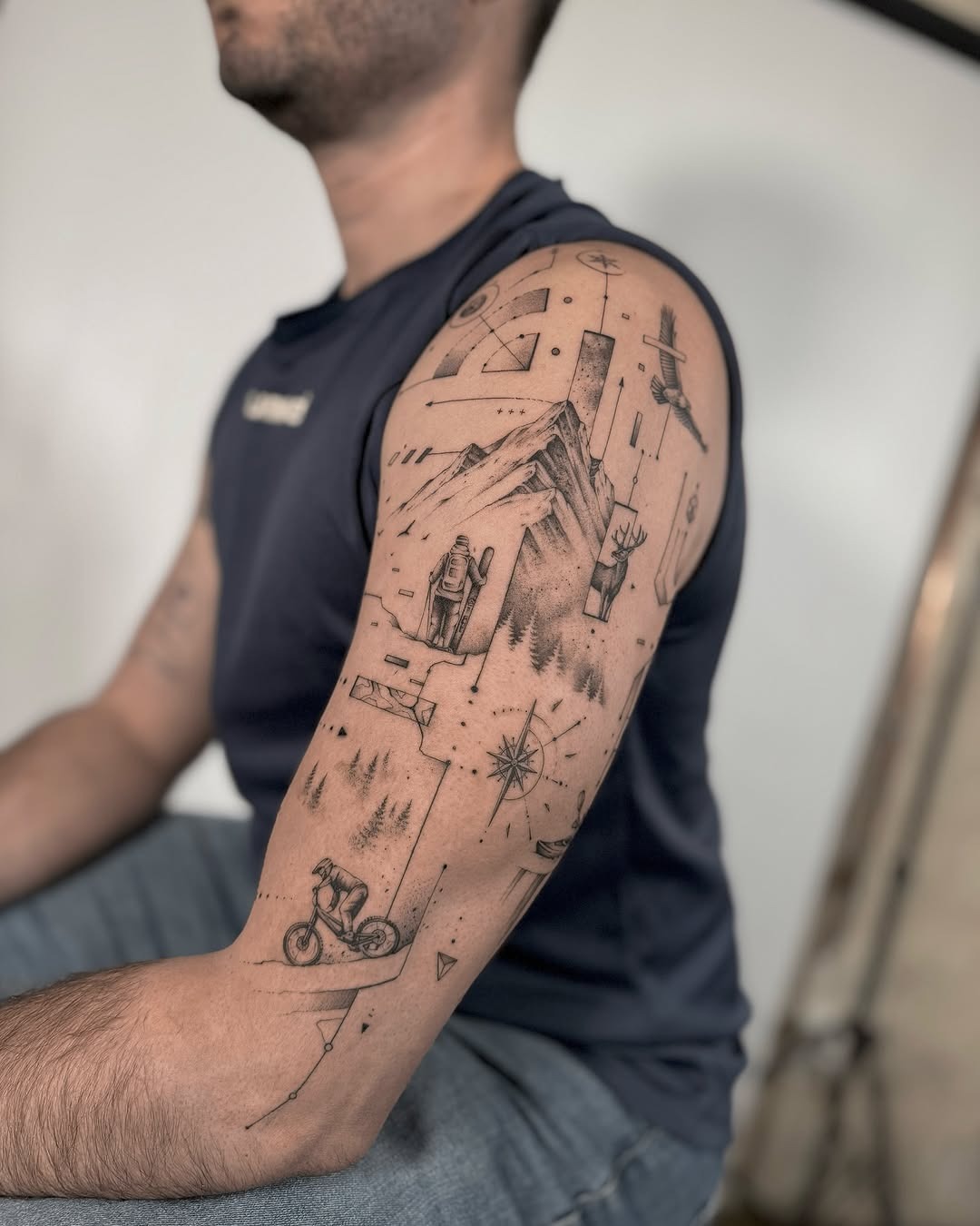 Epic mountain and adventure themed tattoo art Tattoo Design