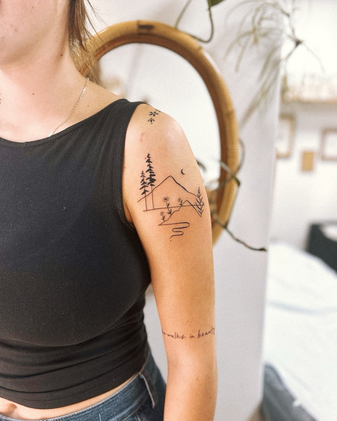 Nature-inspired tattoo showcasing serene mountain scenery Tattoo Design
