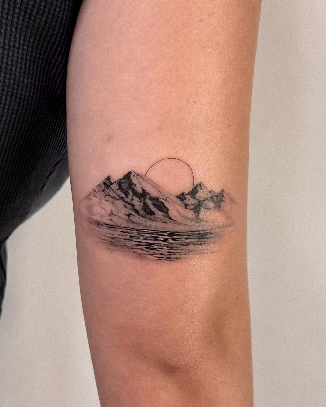 Stunning mountain and sunset tattoo design Tattoo Design