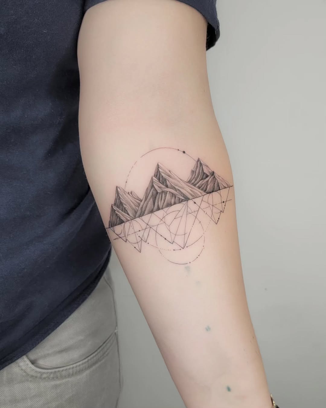 Stylish geometric mountain tattoo design Tattoo Design