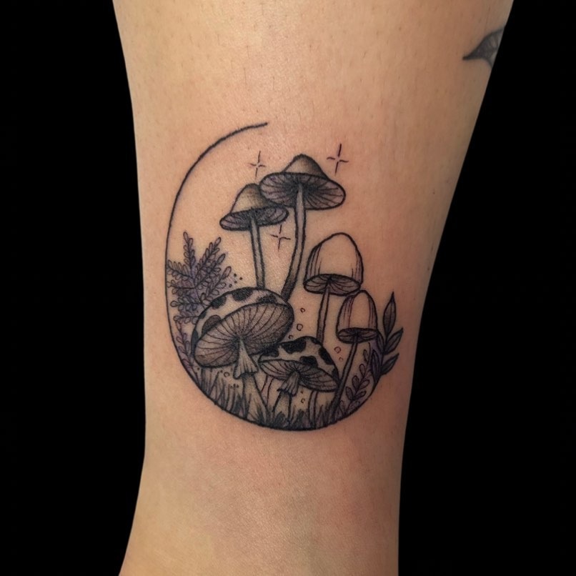 Circular Mushroom Cluster Tattoo Tattoo Design