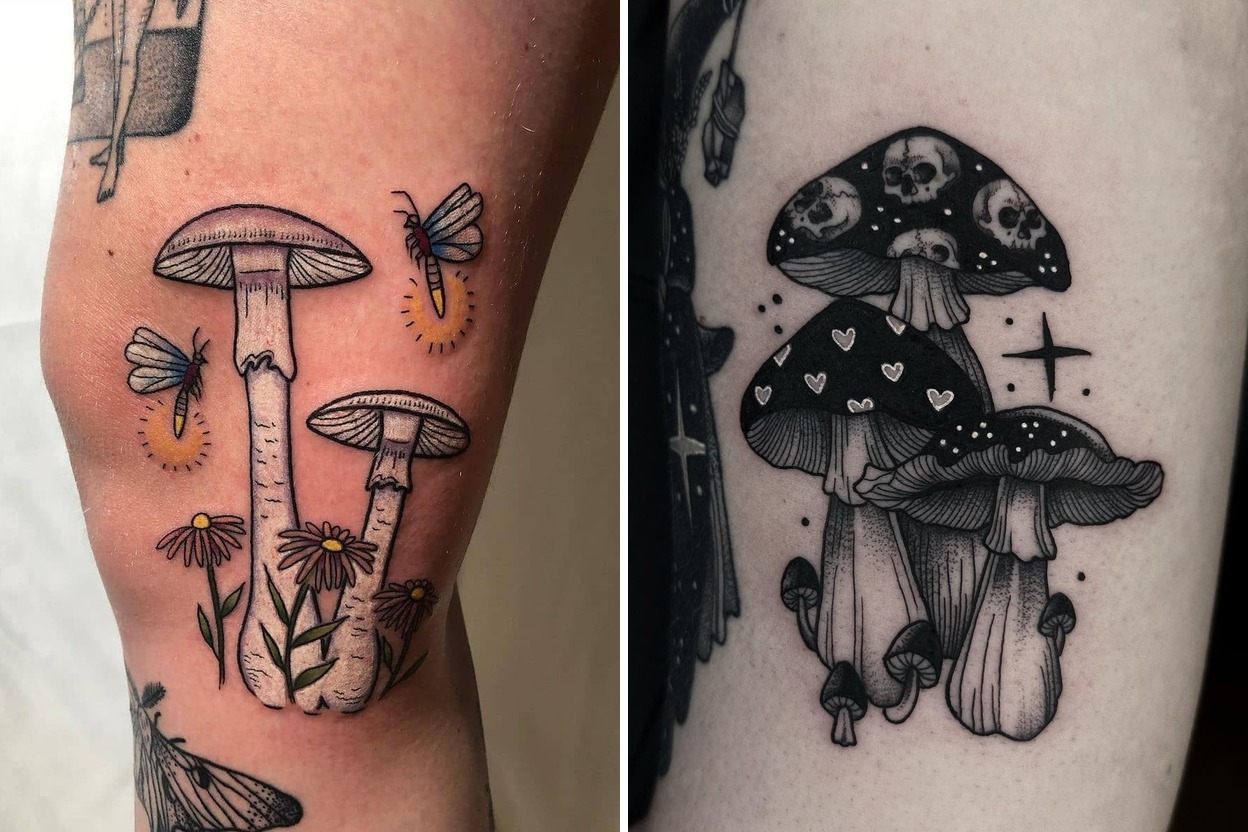 54+ Delicate Mushroom Tattoo Ideas That Are Whimsical and Nature-inspired Featured Lookbook Collage