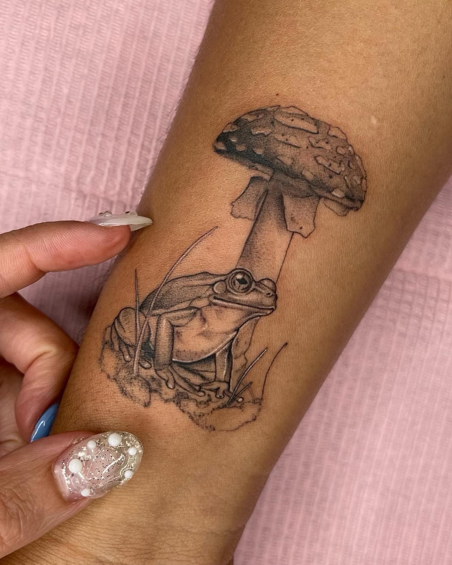 Frog and Mushroom Tattoo Tattoo Design