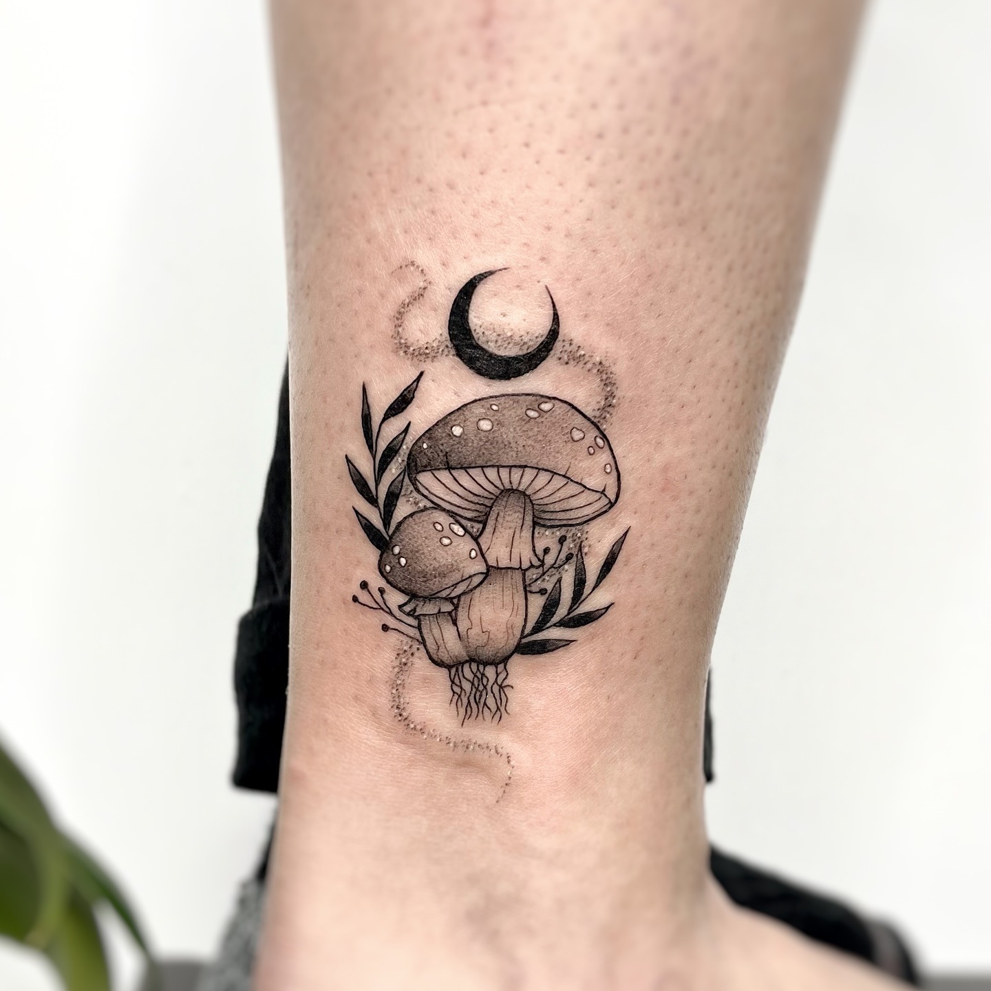 Mushroom and Crescent Moon Tattoo Tattoo Design