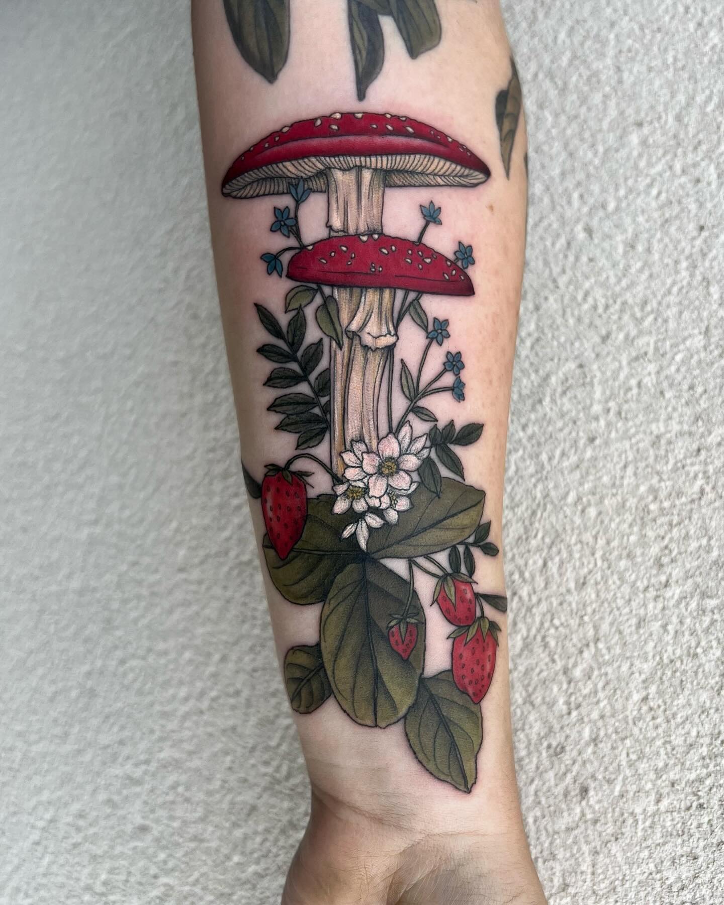 Mushroom and Strawberry Tattoo Tattoo Design
