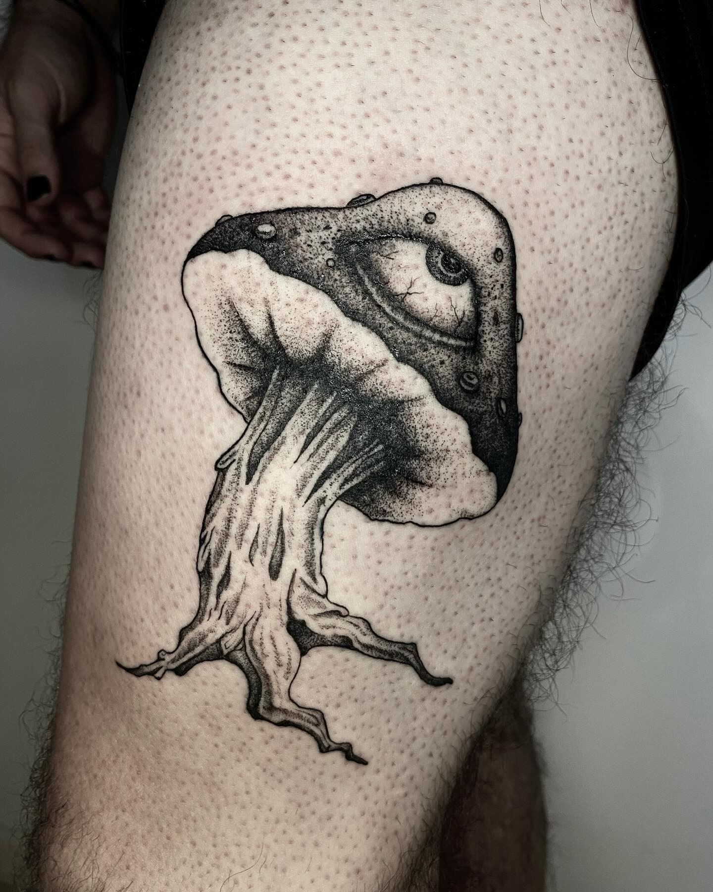 Mushroom with an Eye Tattoo in Blackwork Style Tattoo Design