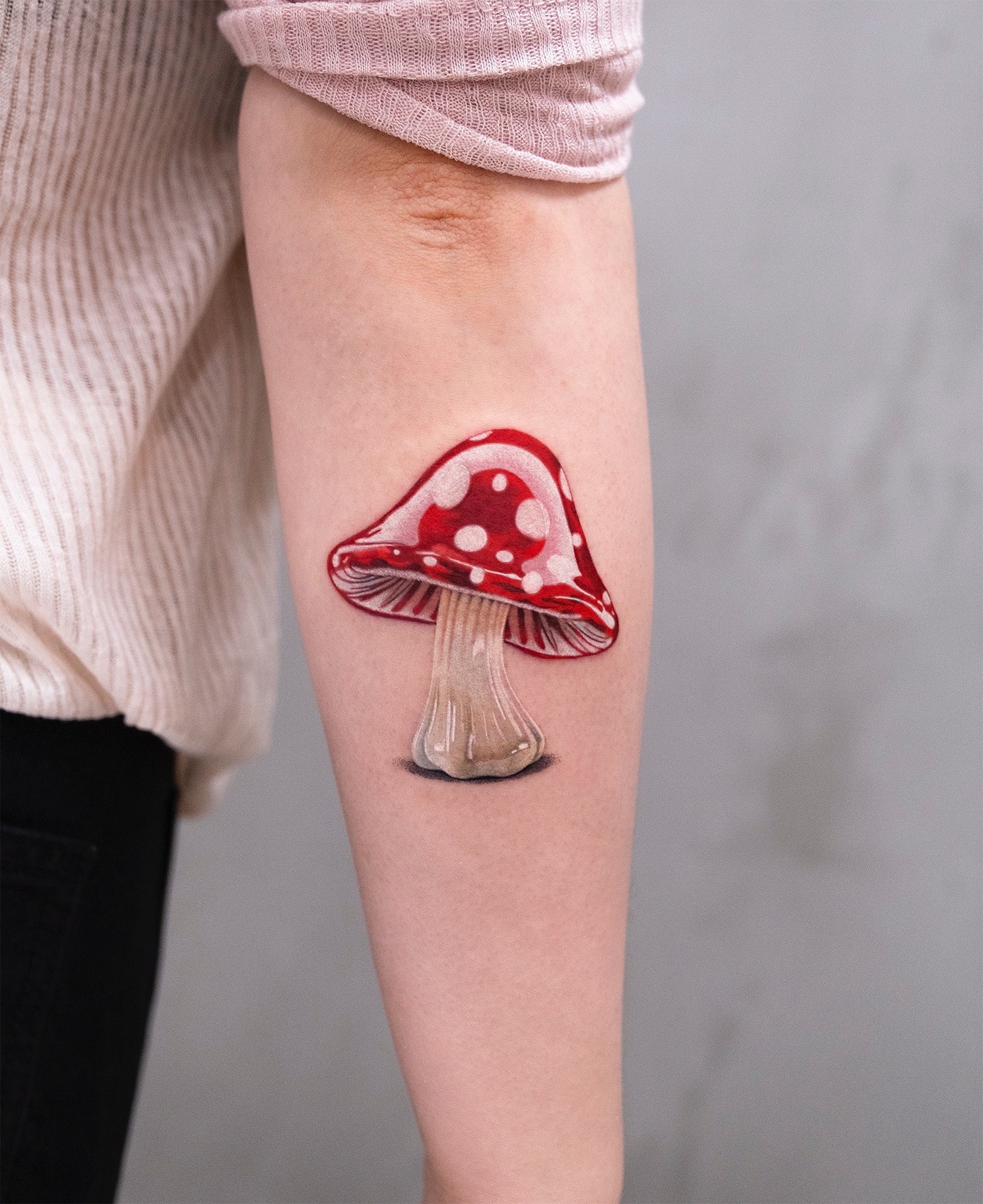 Realistic Red Mushroom Tattoo Tattoo Design