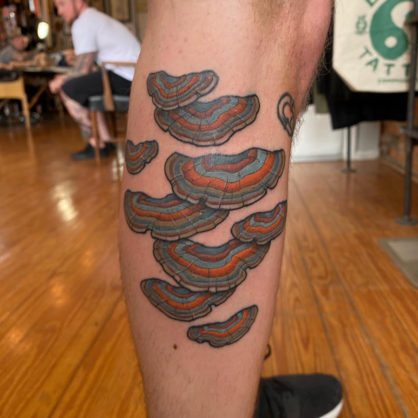 Shelf Mushroom Tattoo with Earthy Tones Tattoo Design