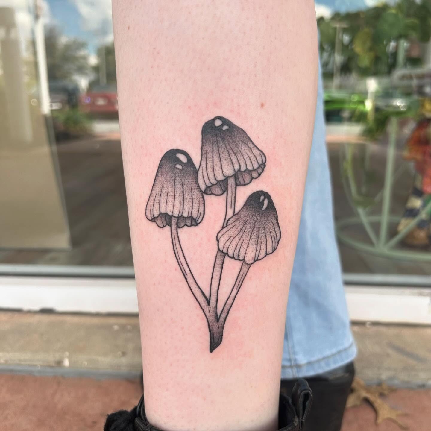 Trio Mushroom Tattoo with Soft Shading Tattoo Design