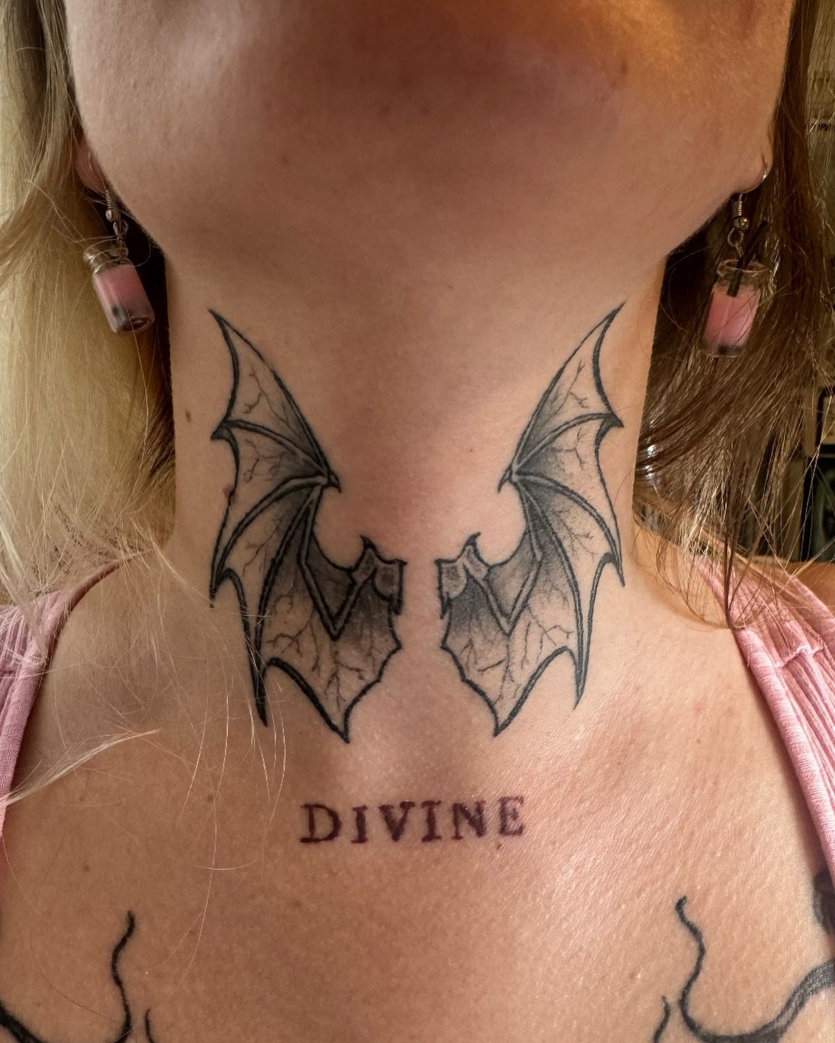 Bat Wings Front Neck Tattoo Tattoo Design