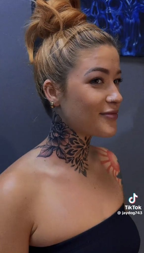 Bold Floral Side-Neck Tattoo Tattoo Design